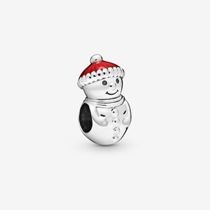 Pandora Christmas Snowman Red Santa Hat Charm